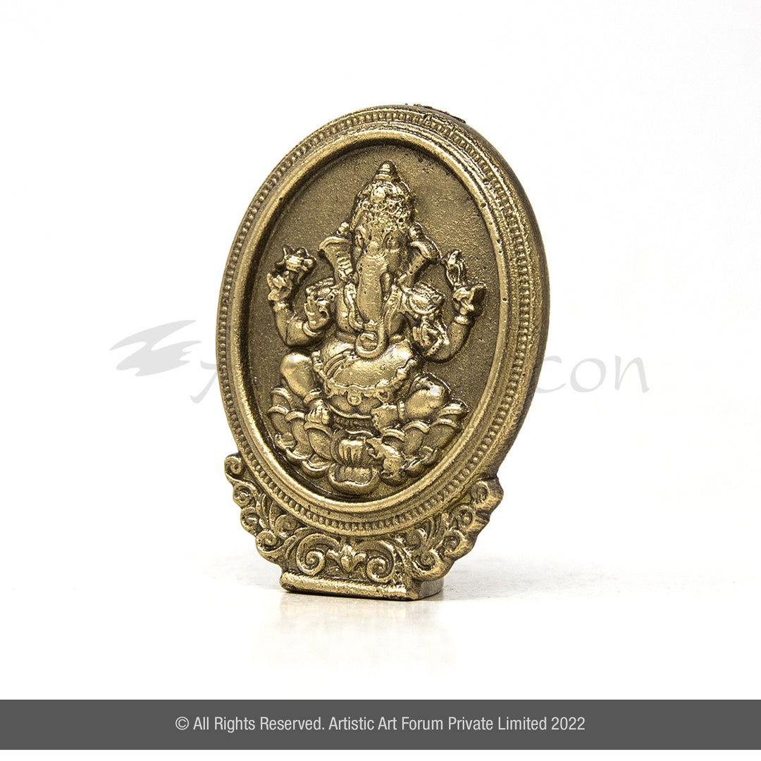 Oval Ganesha Idol for Spiritual Gifts | Lord Ganpati Murti for Car Dashboard & Home Decor