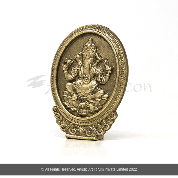 Oval Ganesha Idol for Spiritual Gifts | Lord Ganpati Murti for Car Dashboard & Home Decor