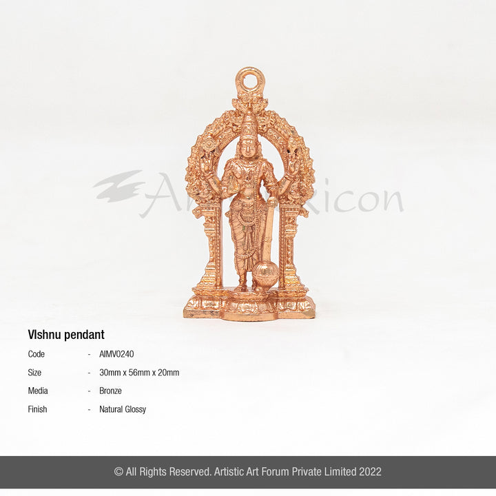 Bronze Vishnu Pendant | Lord Perumal Divine Jewellery
