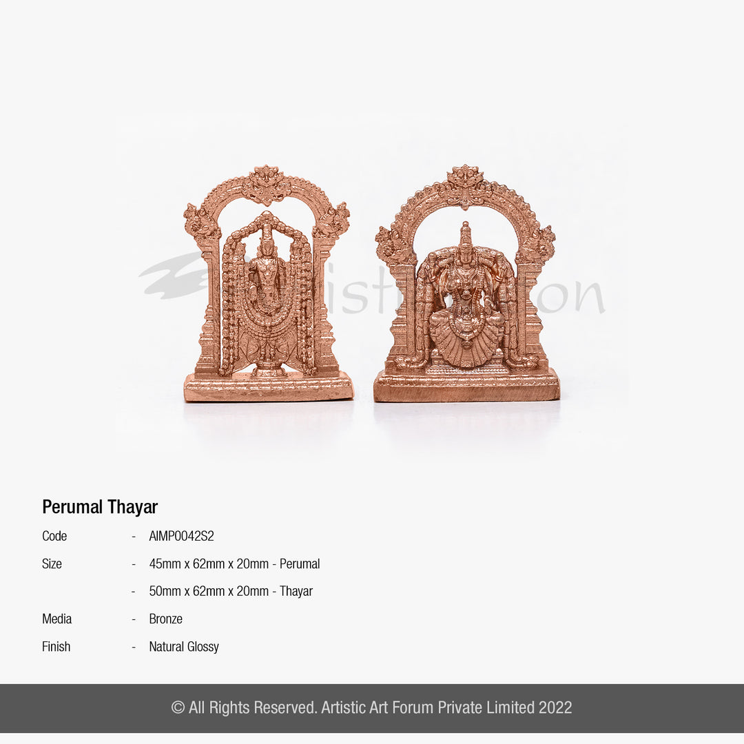 Bronze Lord Balaji with Padmavathi Thayar Idol for home