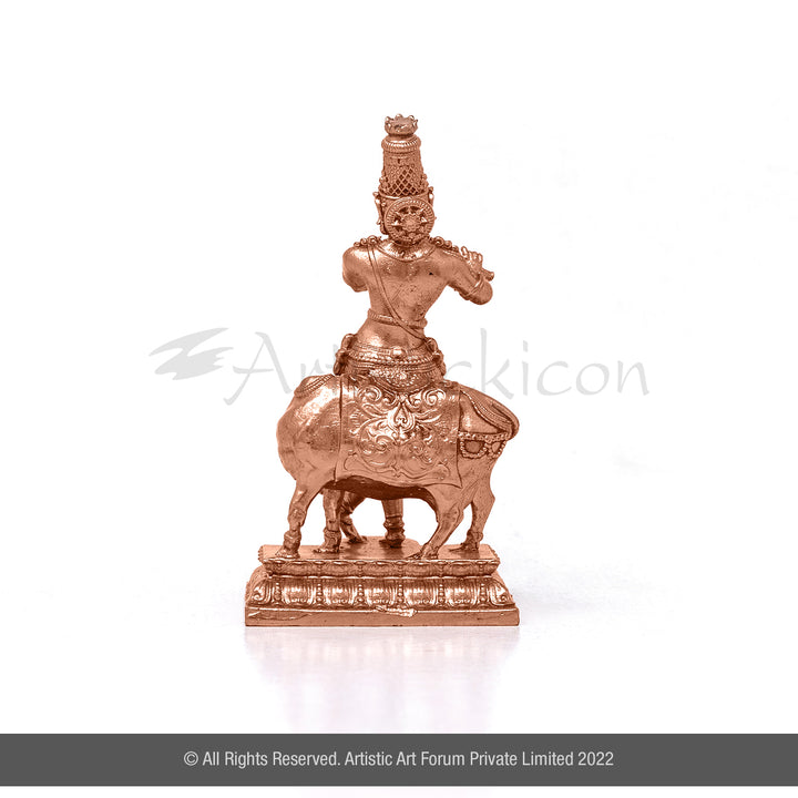 Bronze Lord Krishna With Cow idol online