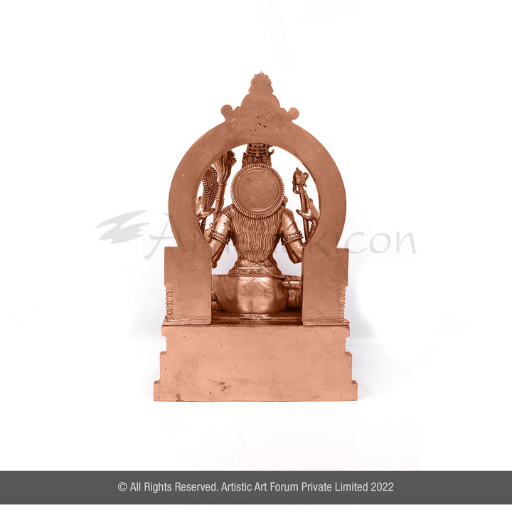Bronze statue of a deity in a arch on white background