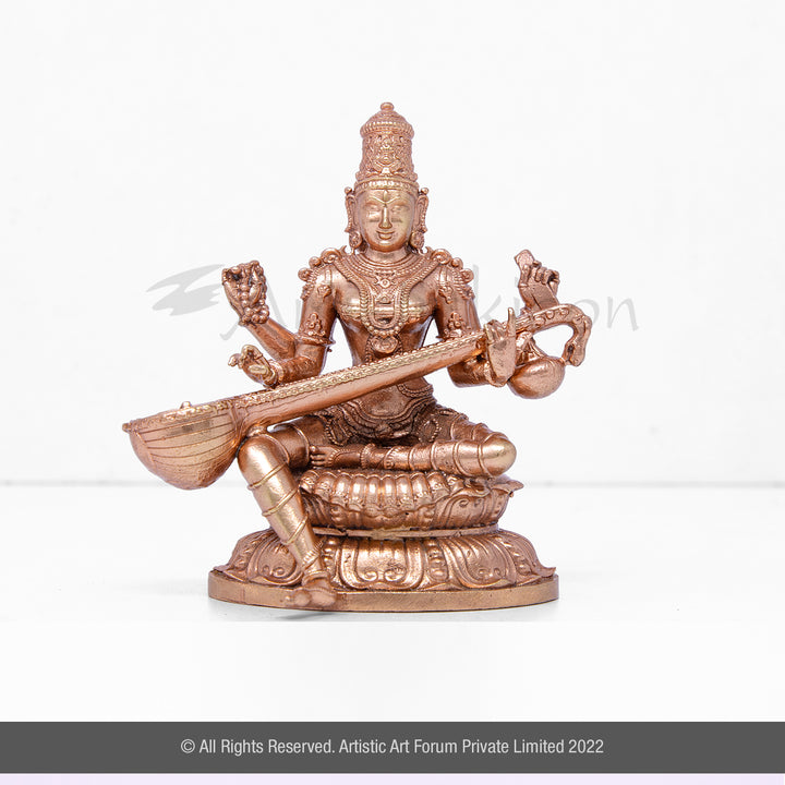 Elegant Bronze Saraswati Devi Idol | Handcrafted Saraswati Murti for Pooja Room